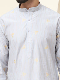 SOJANYA Geometric Woven Design Band Collar Jacqard Straight Kurta