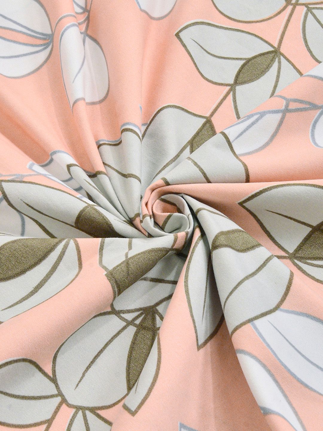 KLOTTHE Oren & Putih Bercetak 300 TC Cadar Katil Double Dengan 2 Sarung Bantal- 2.5 m x 2.25 m