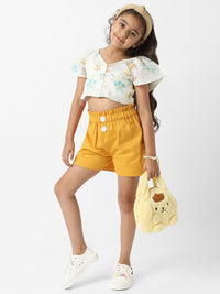 Nauti Nati Girls Floral Printed V-Neck Top With Shorts