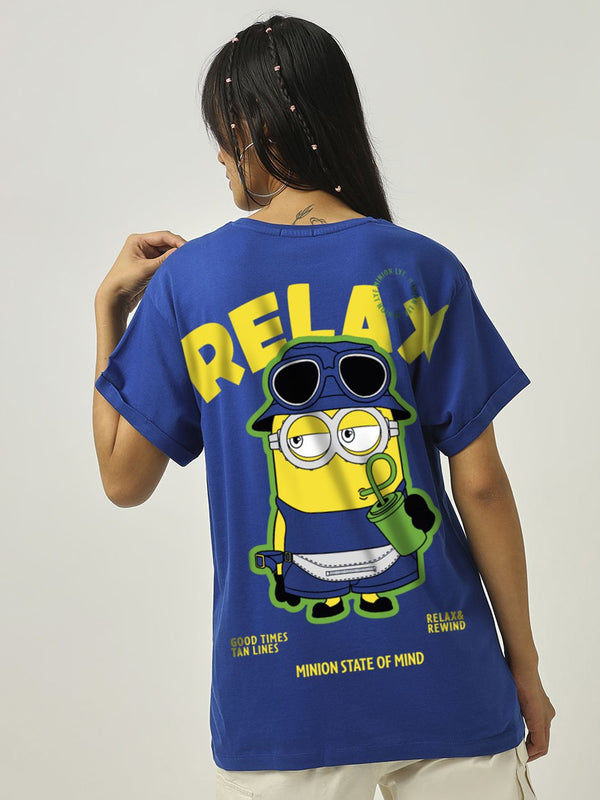 Bewakoof wanita minions grafik dicetak leher t-shirt teman lelaki tulen