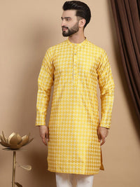 Kurta Kolar Mandarin Motif Etnik Kuning Anouk