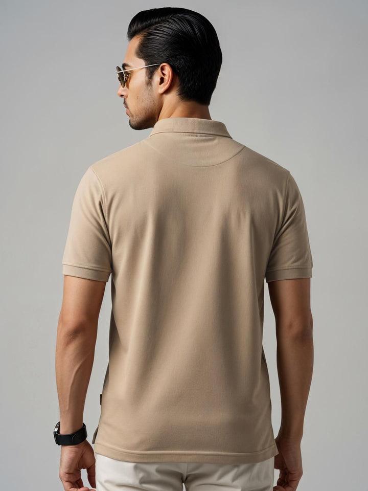 ADRO Men Beige Cotton Tshirts