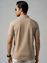 ADRO Men Beige Cotton Tshirts