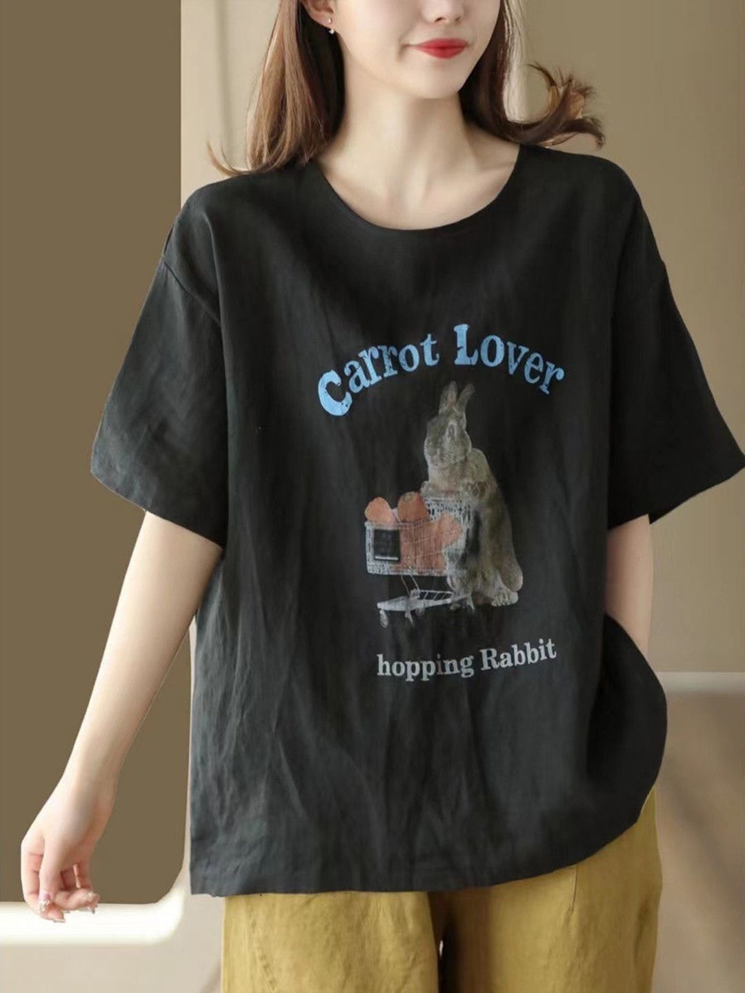 DressBerry Graphic Printed Drop-Shoulder Sleeves T-shirt