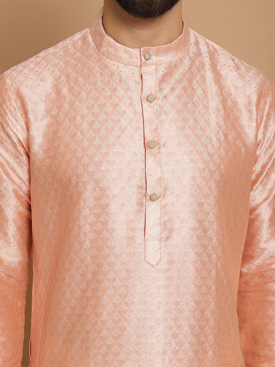 Anouk Ethnic Motifs Mandarin Collar Knee Length Regular Kurta with Churidar