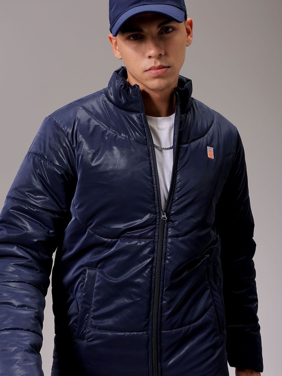 The Indian Garage Co Men High Neck Solid Puffer Jacket