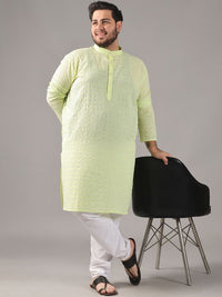 SOJANYA PLUS Plus Size Men Ethnic Motifs Embroidered Pure Cotton Kurta With Pyjamas