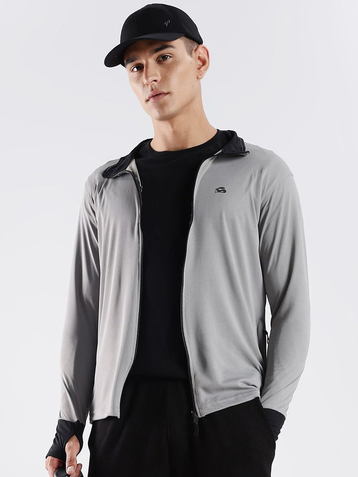 ADRO Men Mock Collar Solid Lightweight Casual Sporty Jacket