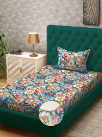 Myntra Elegant Homes Biru Dilengkapi Cadar 7D Single 300 TC Dengan 1 Sarung Bantal-225X150 cm