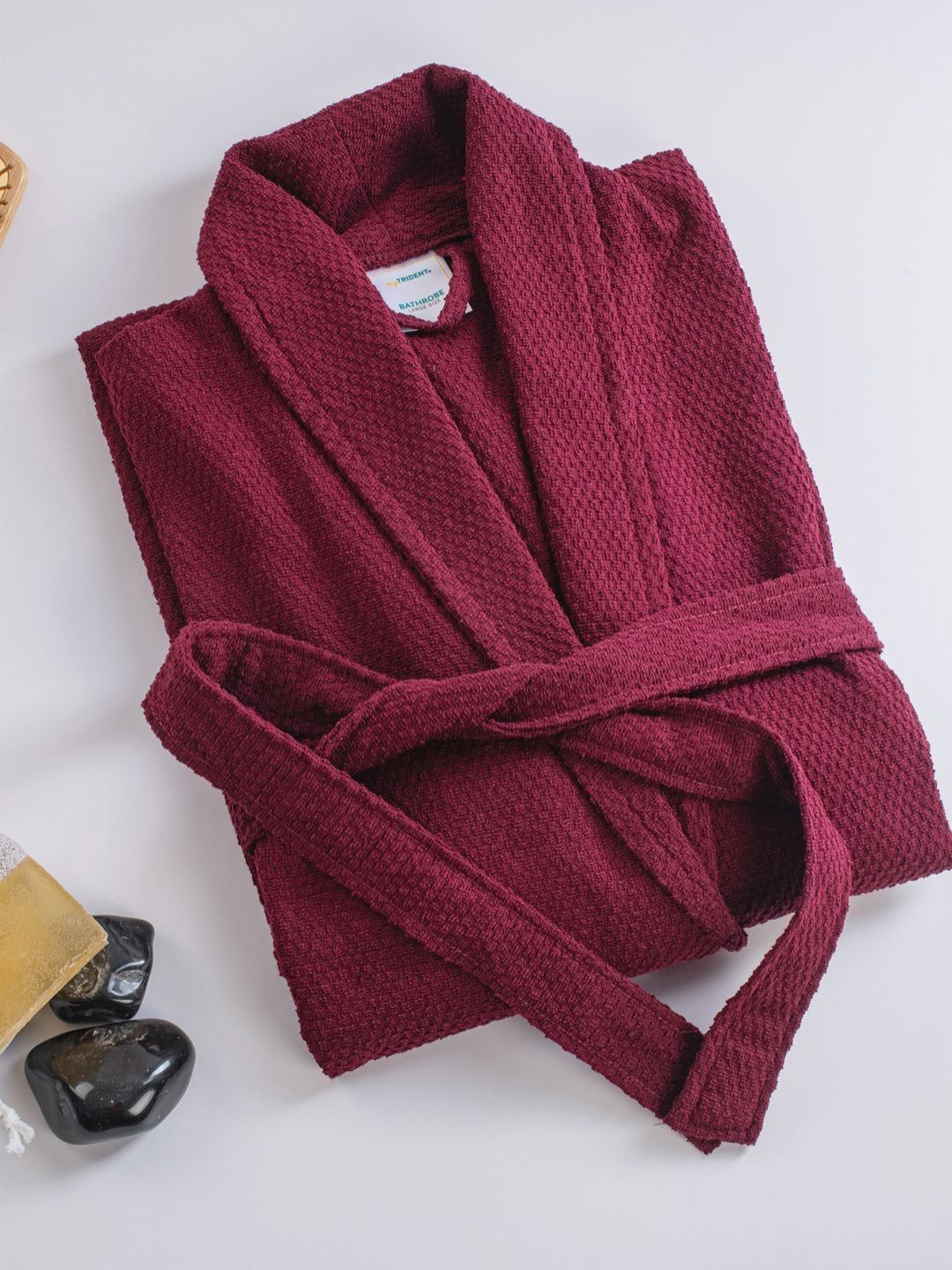 MYTRIDENT Urban Comfort Unisex Maroon 240 GSM Pure Cotton Bath Robe
