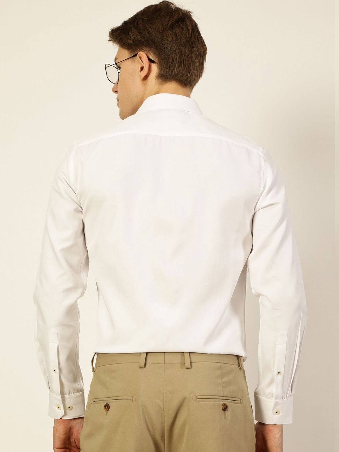 Thomas Scott Men Smart Cutaway Collar Solid Cotton Formal Shirt