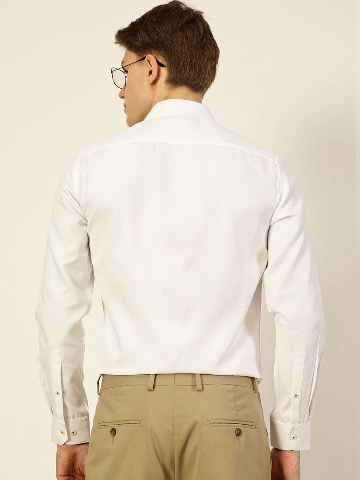 Thomas Scott Men Smart Cutaway Collar Solid Cotton Formal Shirt