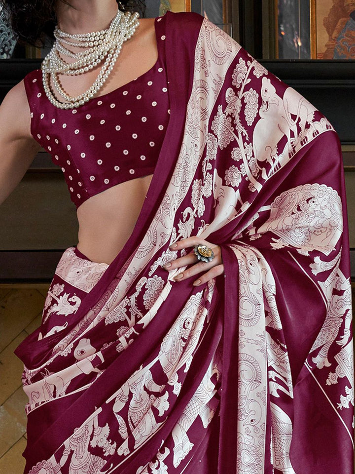 Saree mall Kalamkari Zari Block Print Sarees