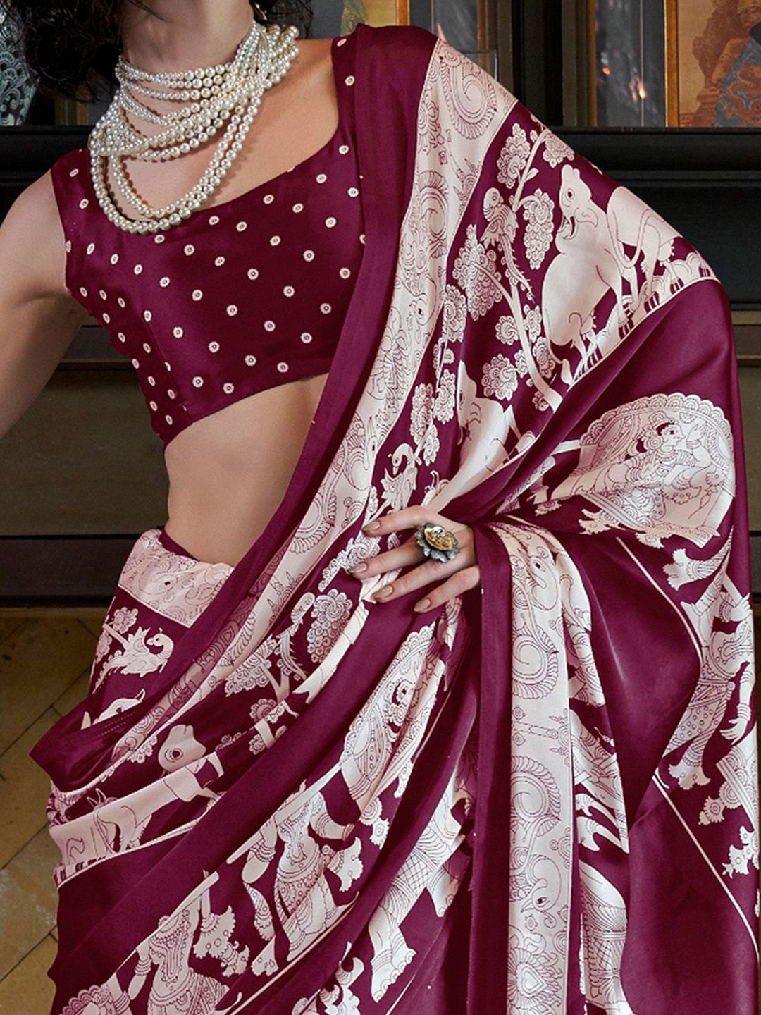 Saree mall Kalamkari Zari Block Print Sarees