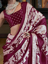 Saree mall Kalamkari Zari Block Print Sarees