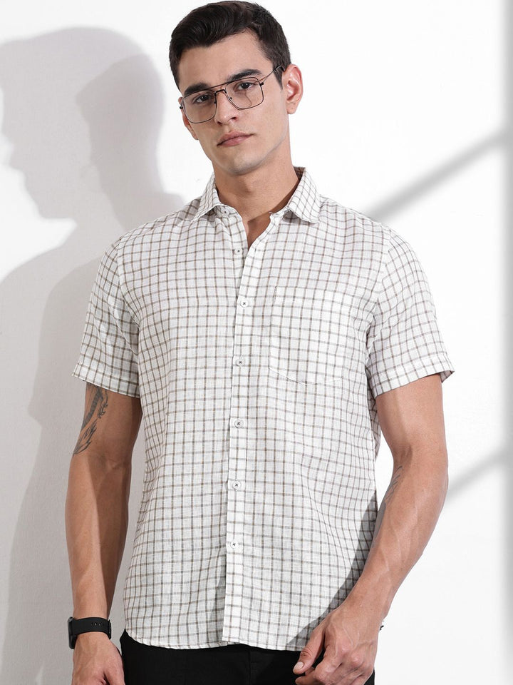 Thomas Scott Men Premium Slim Fit Gingham Checks Opaque Checked Casual Shirt
