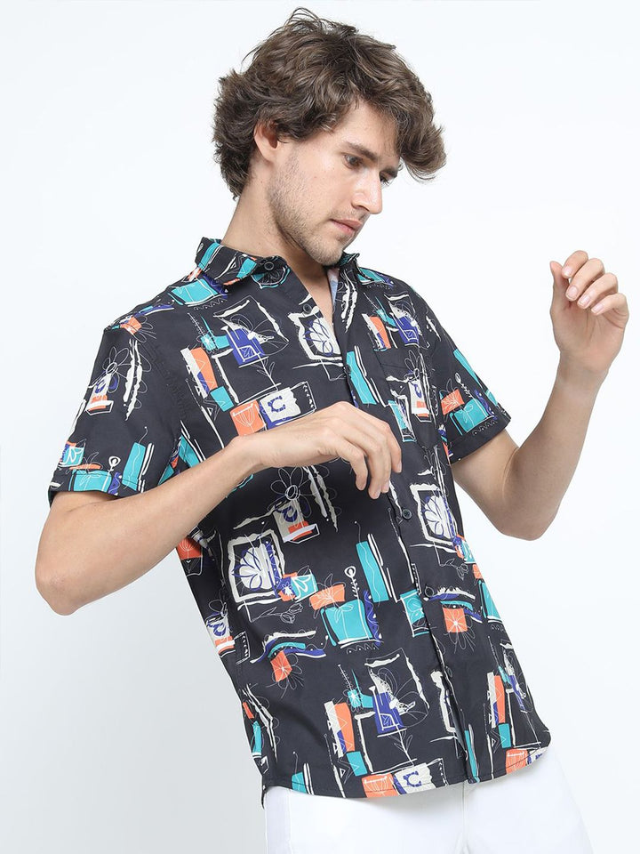 LOCOMOTIVE Men Premiums Printed Casual Slim Fit Shirt