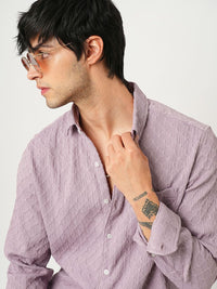VASTRADO Men Classic Cutaway Collar Textured Slim Fit Casual Shirt