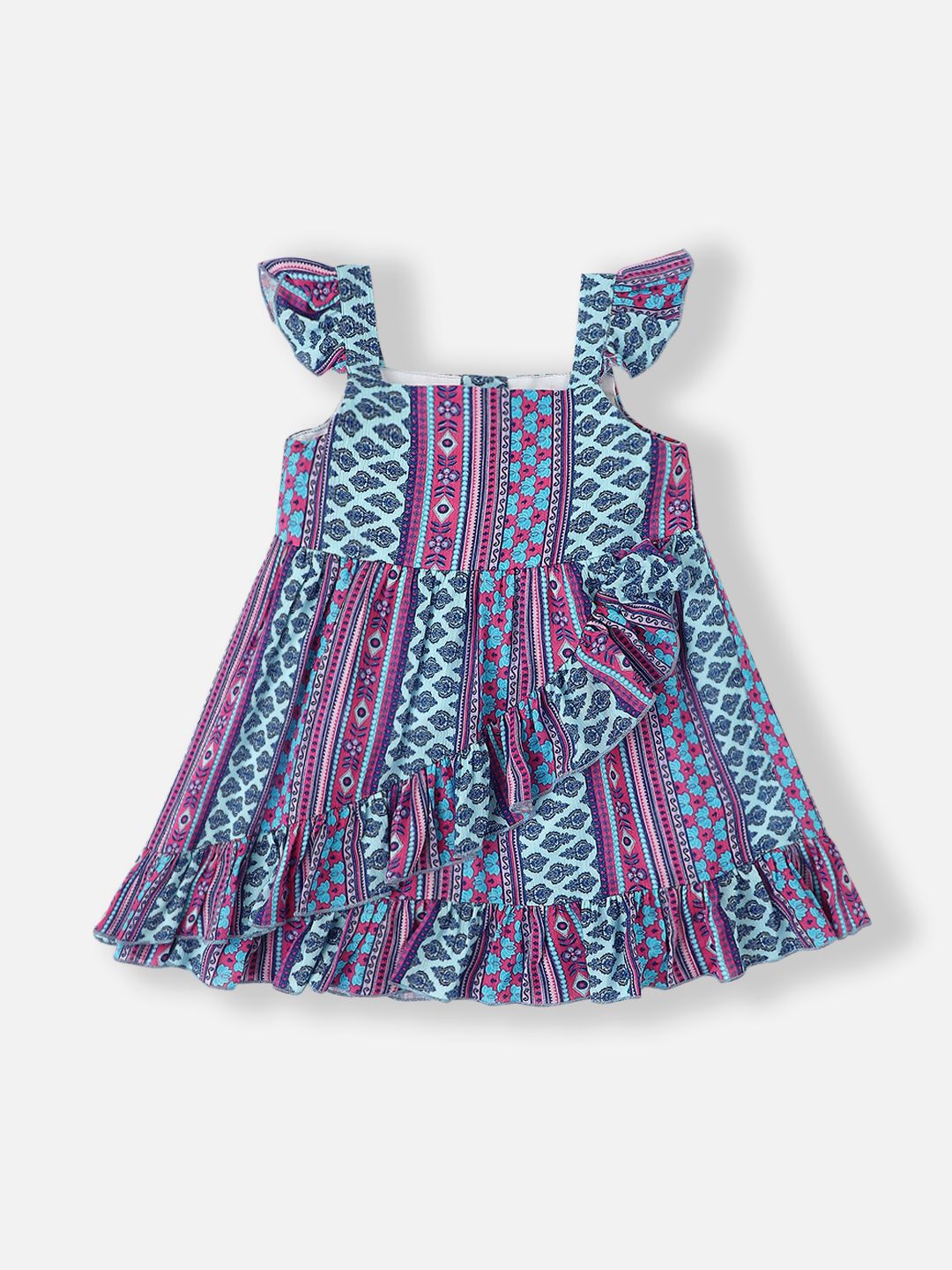 Nauti Nati Girls Ethnic Motifs Print Layered Fit & Flare Dress