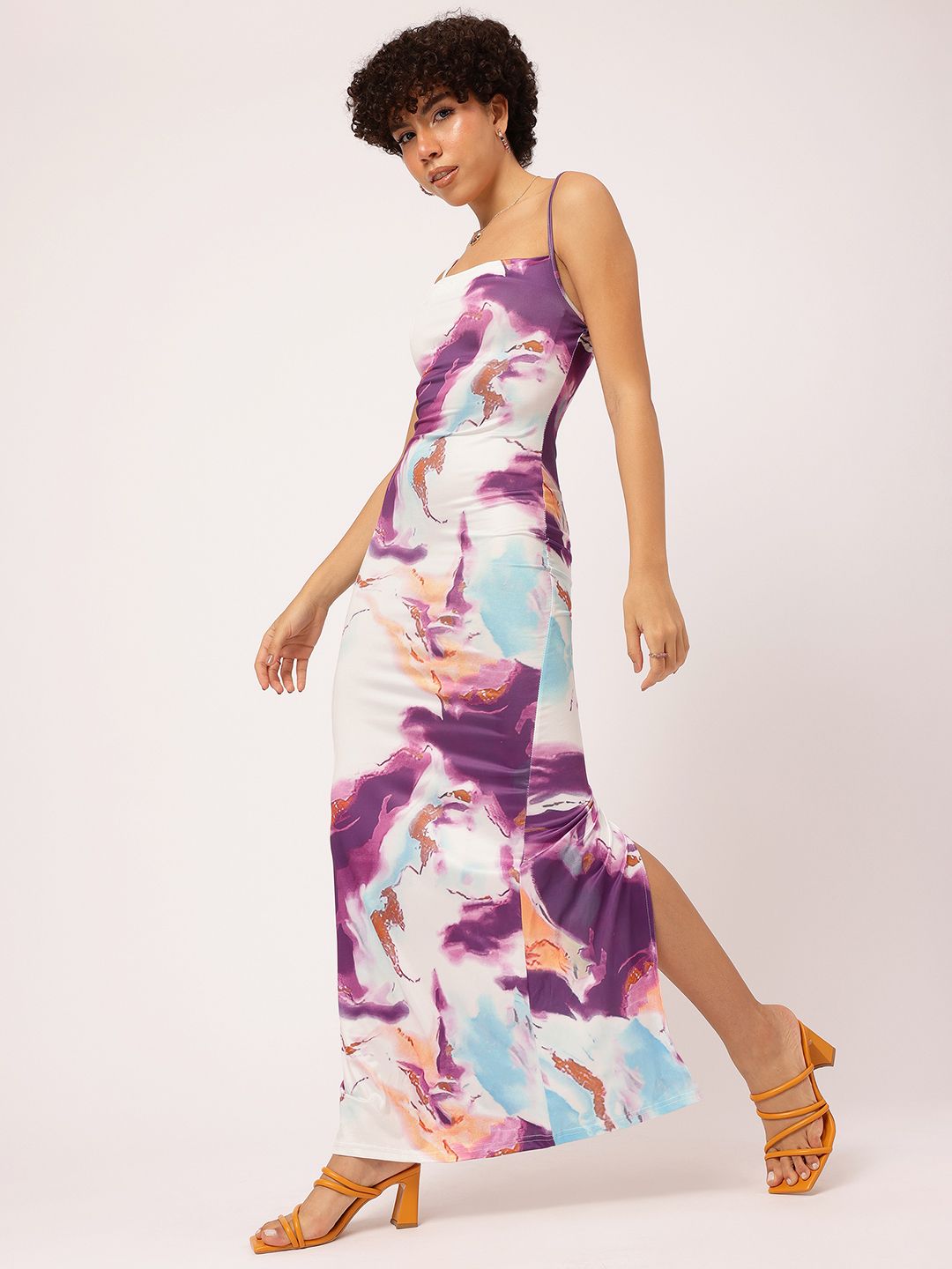 DressBerry Slit-Edge Chic Printed Bodycon Maxi Dress