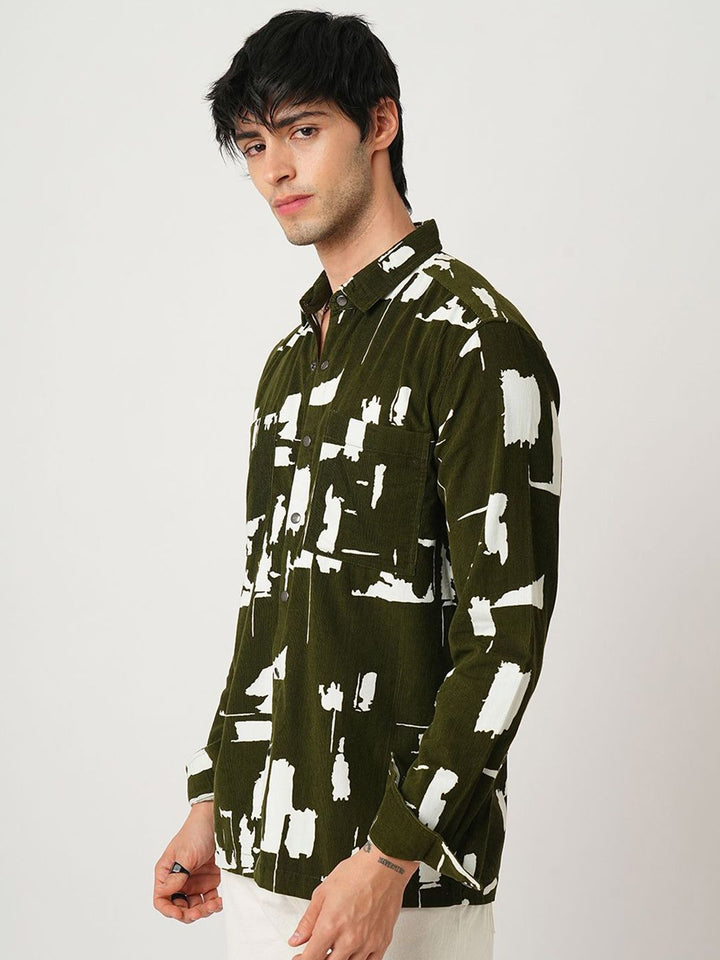VASTRADO Men Classic Spread Collar Abstract Printed Cotton Slim Fit Casual Shirt