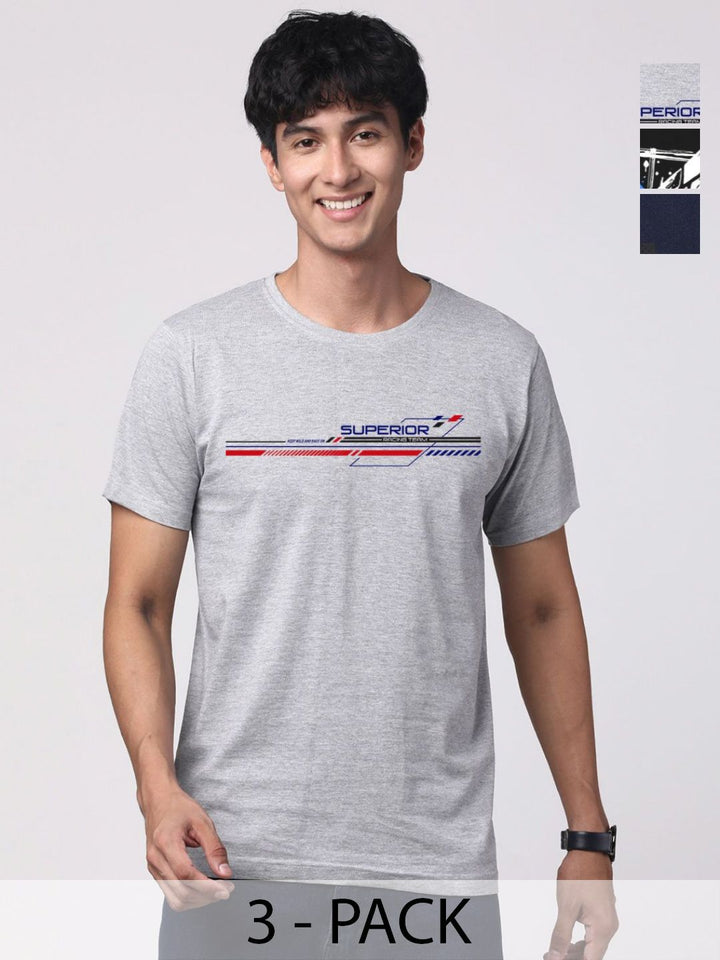 ADRO Men  Pack of 3 Printed T-shirt
