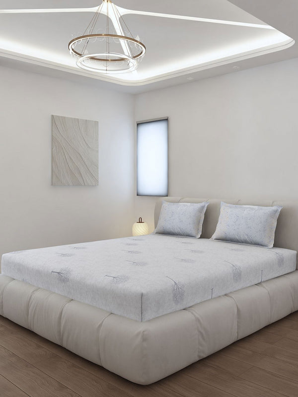 Monte Carlo Edmond Grey & Black Printed 144 TC King Bedsheet Set 2.70 m x 2.70 m