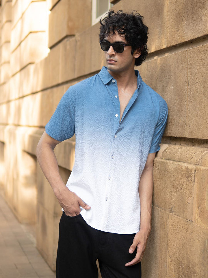 Powerlook Men Dyed Spread Collar Cotton Casual Shirt