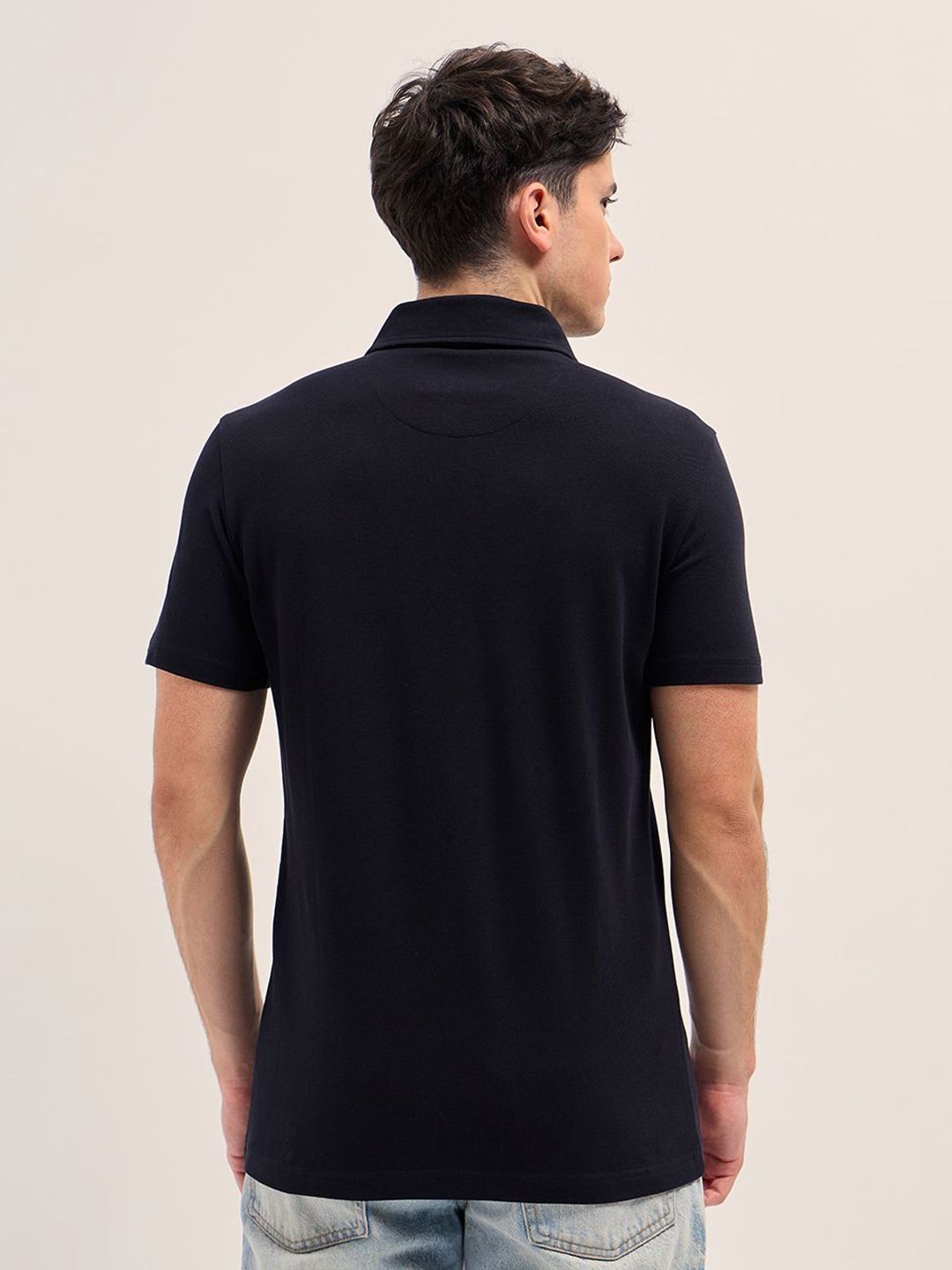 THE BEAR HOUSE Solid Polo Collar Pure Cotton T-shirt