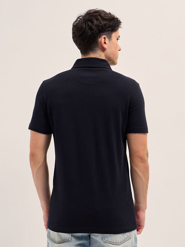THE BEAR HOUSE Solid Polo Collar Pure Cotton T-shirt
