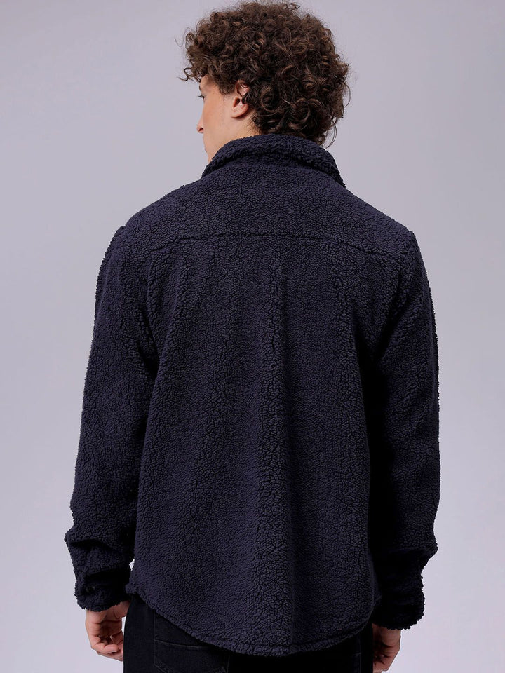 The Indian Garage Co Men Fleece Regular Fit Casual Winter Overshirt