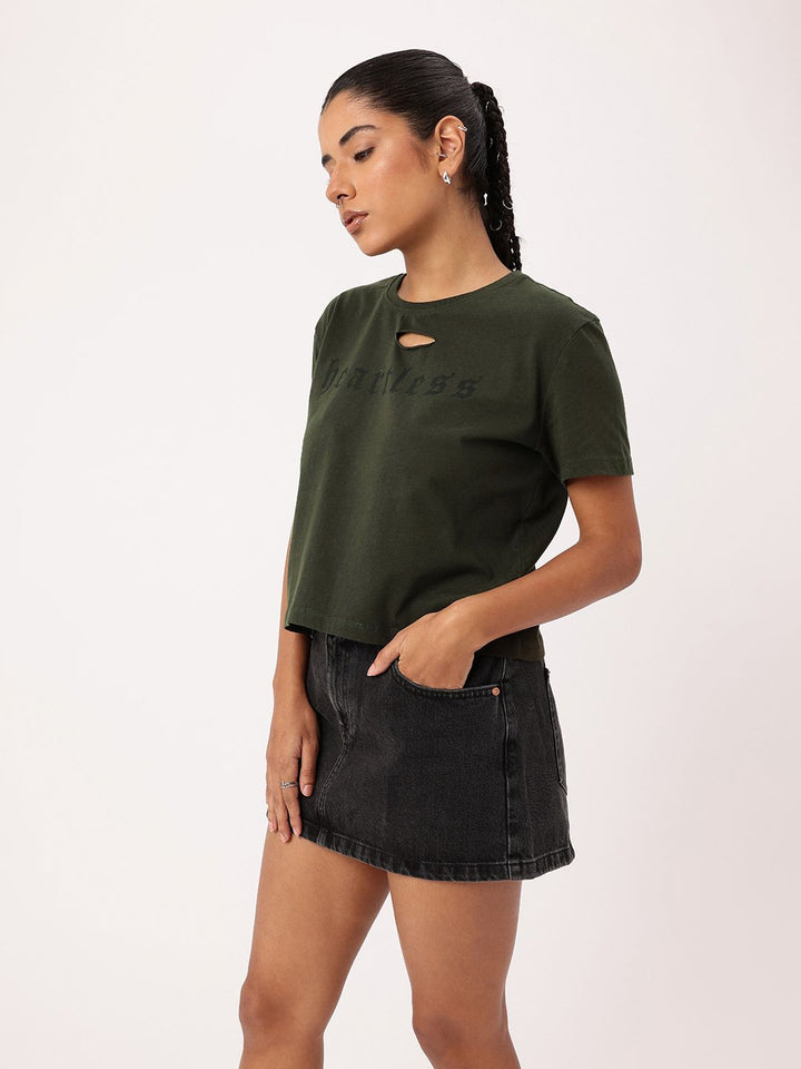 DressBerry Cut Out Printed Relaxed Fit T-shirt