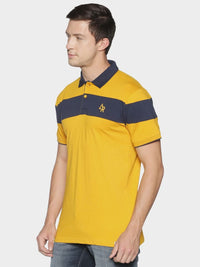 ADRO Men Colourblocked Polo Collar Cotton T-shirt