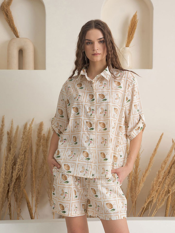 Sanskrutihomes wanita grafik dicetak baju baju kapas tulen saman malam