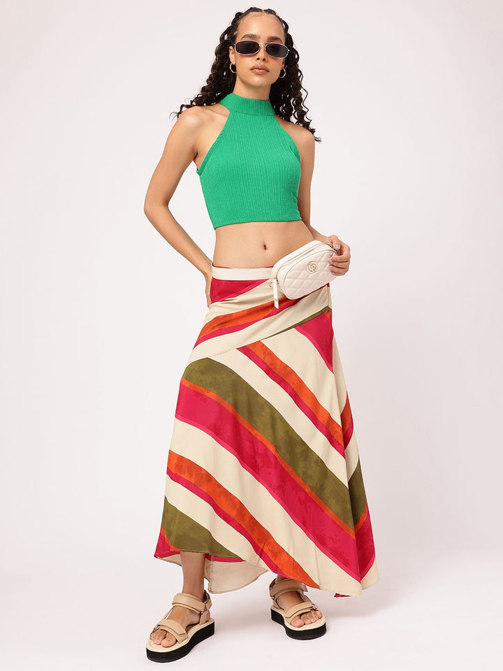 DressBerry Cropped & Chic Self Striped Crop Top