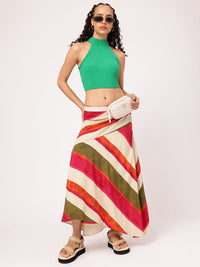 DressBerry Cropped & Chic Self Striped Crop Top
