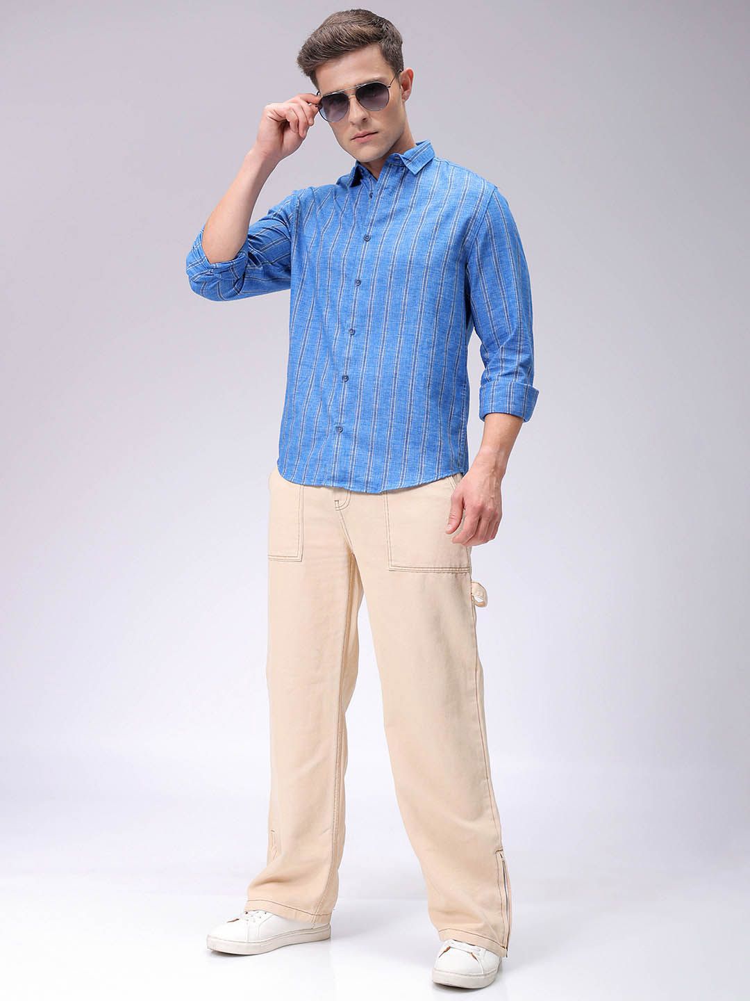 The Indian Garage Co Men Slim Fit Multi Stripes Opaque Striped Casual Shirt