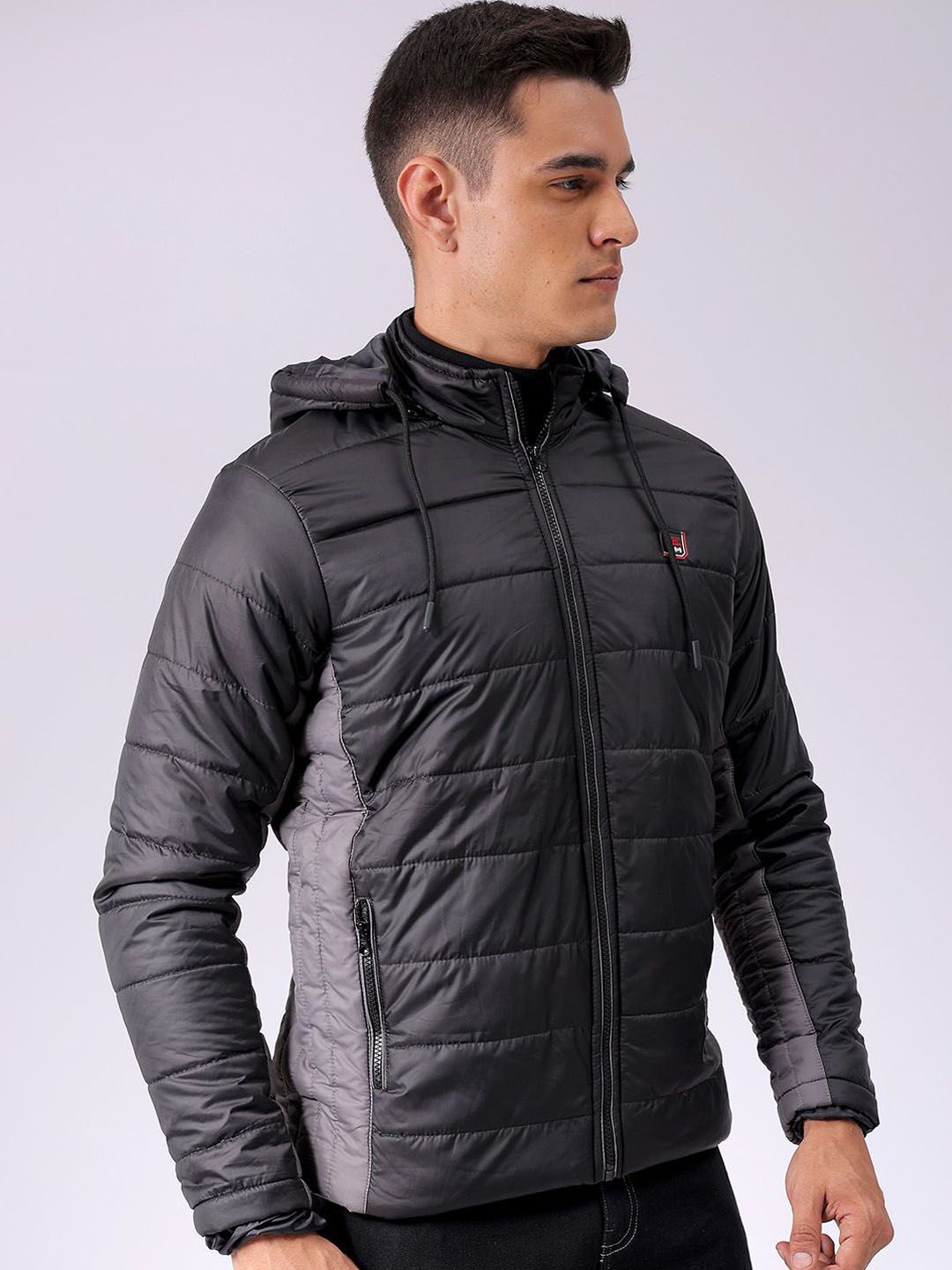 The Indian Garage Co Men Colourblock Slim Fit Hooded Puffer Jacket