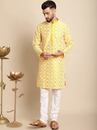 Anouk Floral Embroidered Silk Cotton Kurta With Churidar
