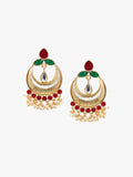 Anouk Gold Plated Cubic Zirconia Studded Crescent Shaped Chandbalis