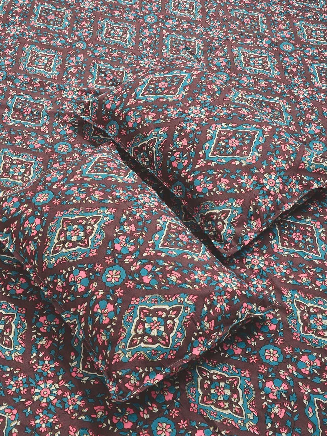 KLOTTHE Brown Floral ]300 TC Cadar Super King Fine