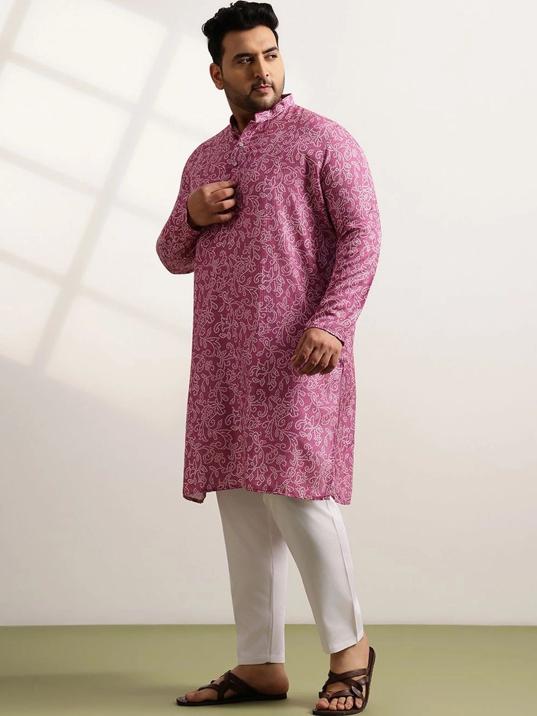 SOJANYA PLUS Men Ethnic Motifs Printed Regular Kurta with Trousers