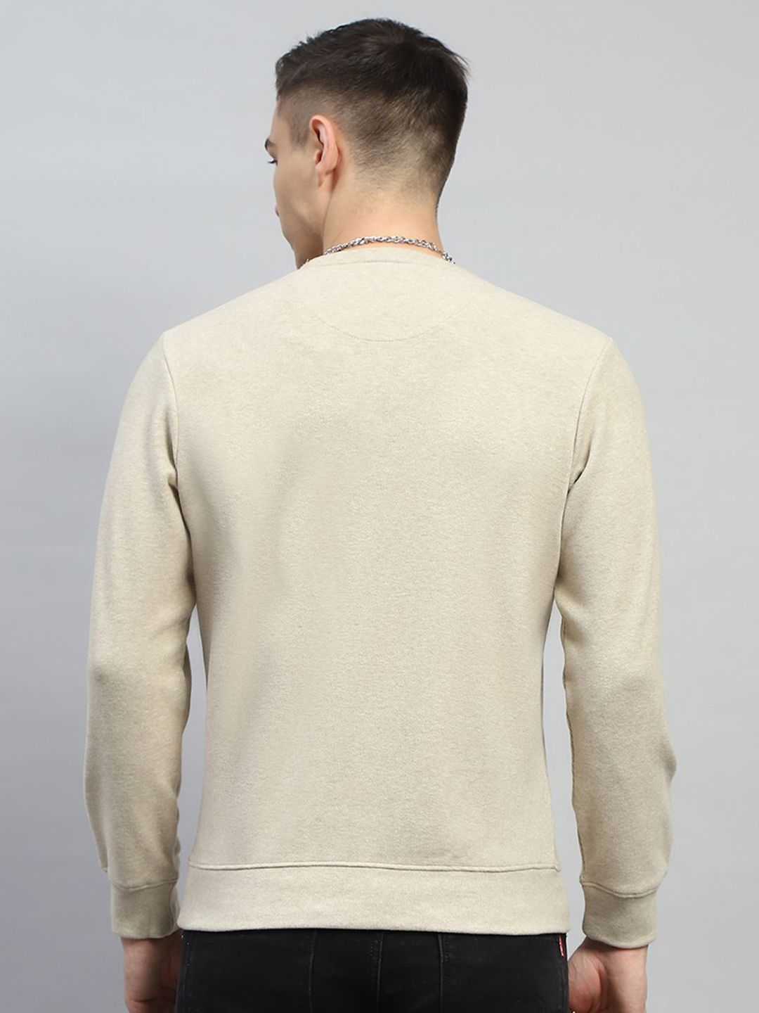 Monte Carlo Men Cotton Beige Round Neck Long Sleeves Printed Sweatshirt