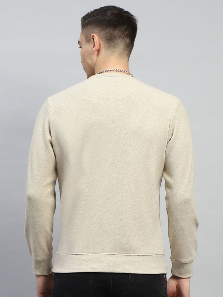 Monte Carlo Men Cotton Beige Round Neck Long Sleeves Printed Sweatshirt