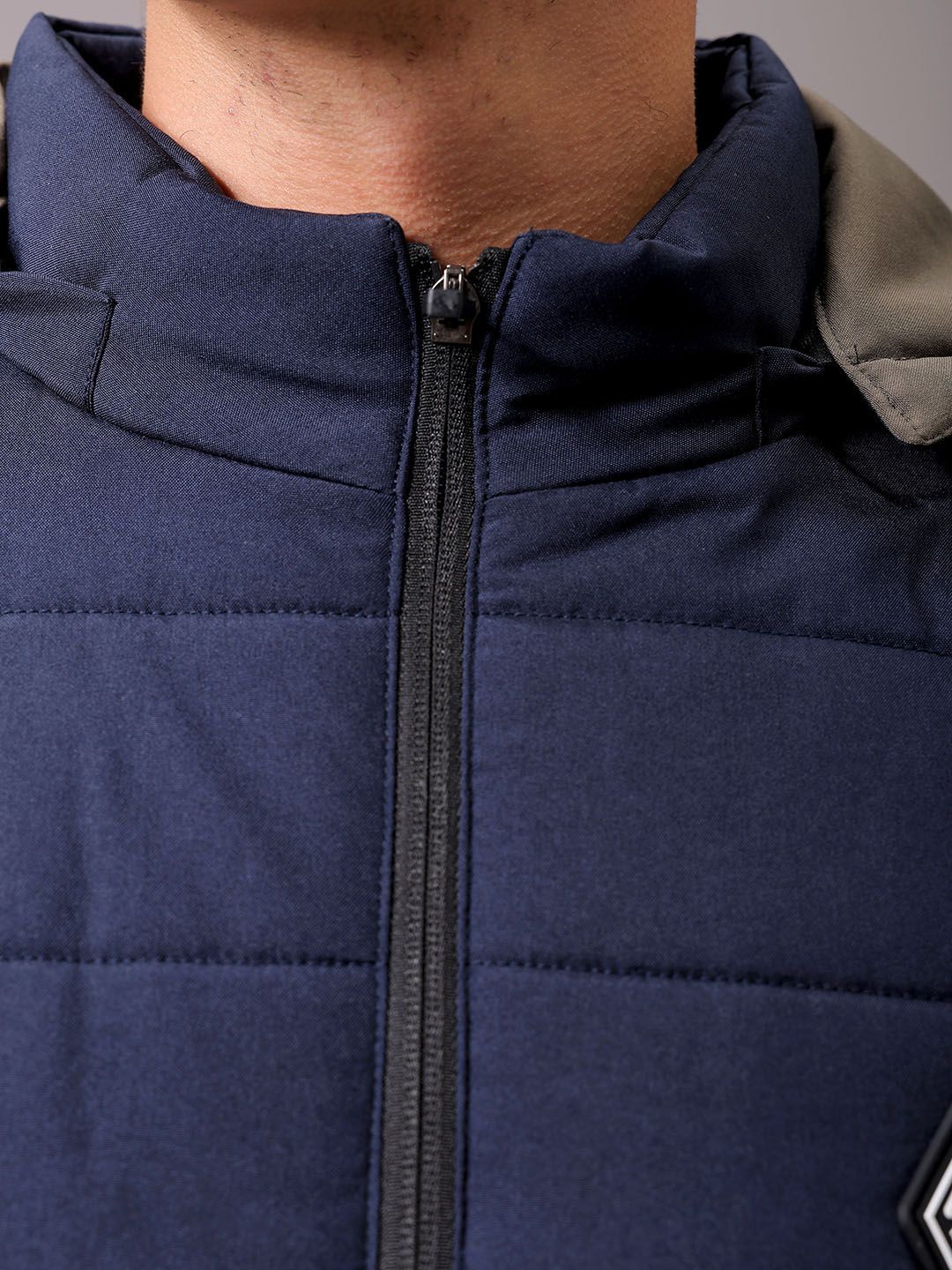 The Indian Garage Co Men Hooded Colourblocked Casual Puffer Jacket