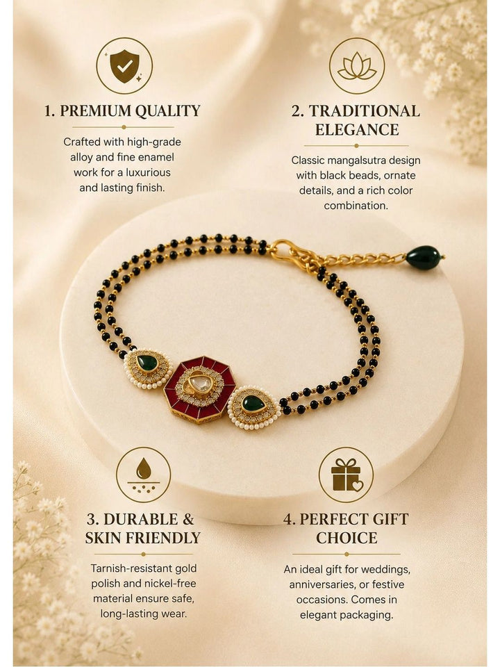 Gelang Multistrand Saduran Emas PANASH Loyang Wanita Enamel