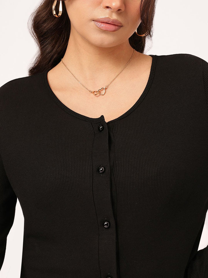 DressBerry Ribbed Bliss Lettuce Flair Top