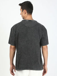 Bene Kleed Men Printed Drop-Shoulder Sleeves Acid Wash T-shirt
