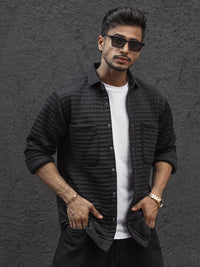 Powerlook Men Spread Collar Textured Relaxed Fit Casual Shirt