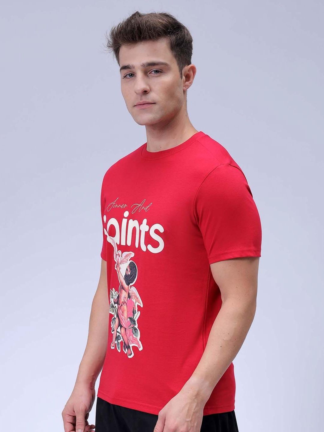 The Indian Garage Co Men Graphic Printed Pure Cotton Slim Fit T-shirt
